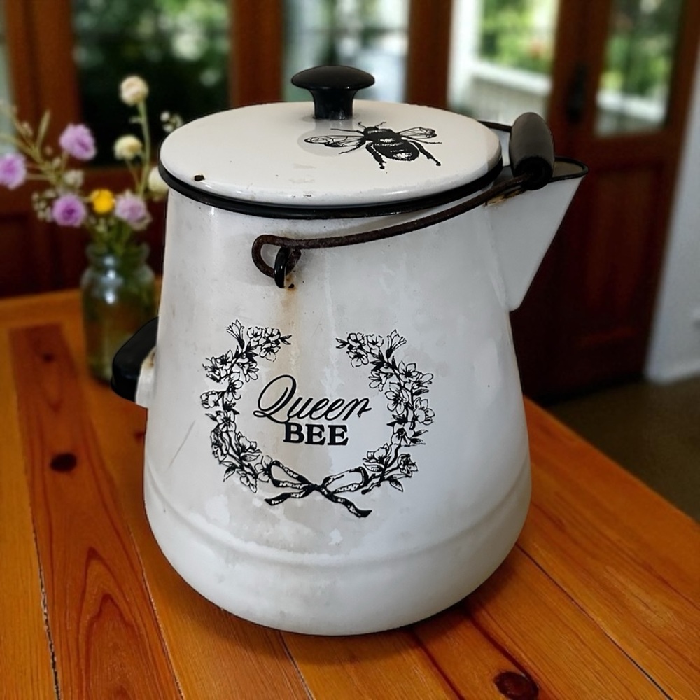 White Enamel Coffee Pot